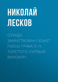 . Откуда заимствован сюжет пьесы графа Л. Н. Толстого «Первый винокур»