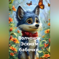 . Волчонок Эскиз и бабочки.